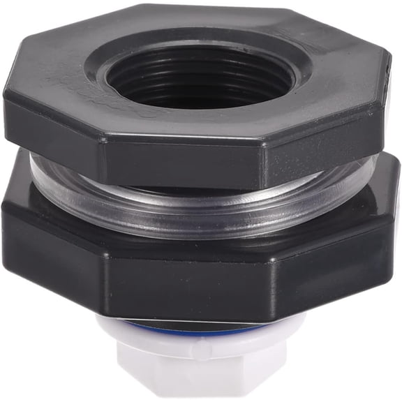 FRKSMD-1 Set PVC Bulkhead Fitting - Threaded Bulkhead Water Tank Connector, with Plug Fitting, Apply to Faucets, (G3/4 Thread, Gray White)
