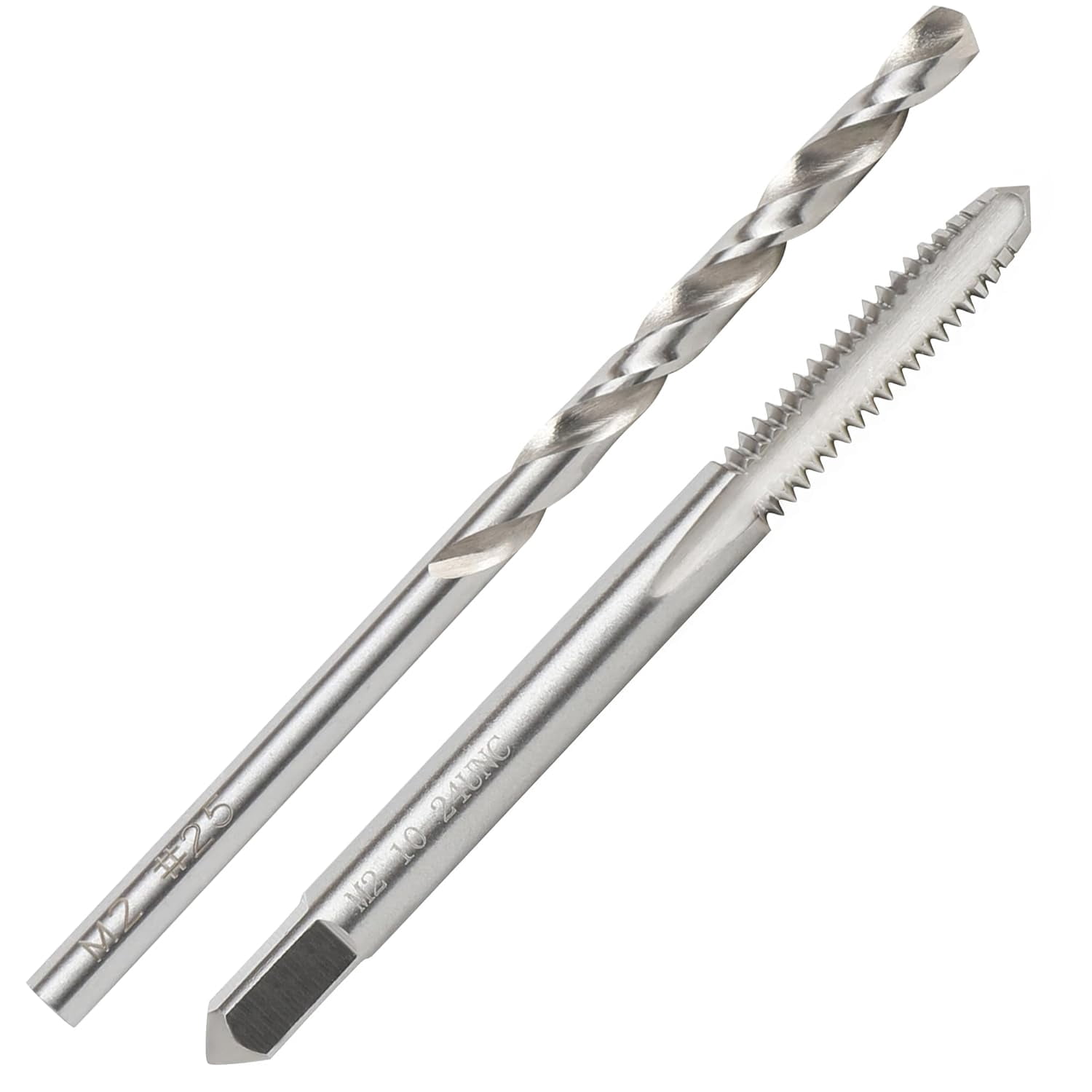FRKSMD-10-24 UNC Tap and #25 Drill Bit Set, M2 HSS Drill and Tap Set, Machine Screw Tap Drill Bit Kit for Metal