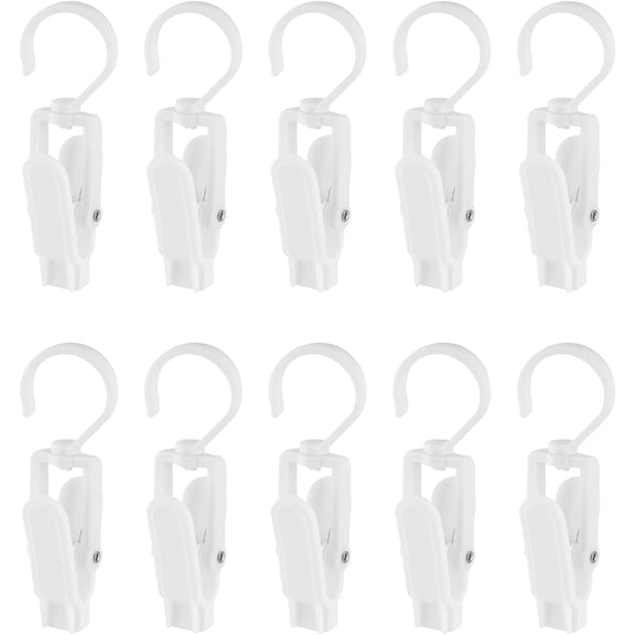 FRKSMD-10 PCS Laundry Hooks Clip, Plastic Clothes Pins, Super Strong Hanger Clips, Swivel Hooks Clip for Clothing Store Home Office & Workshop, White