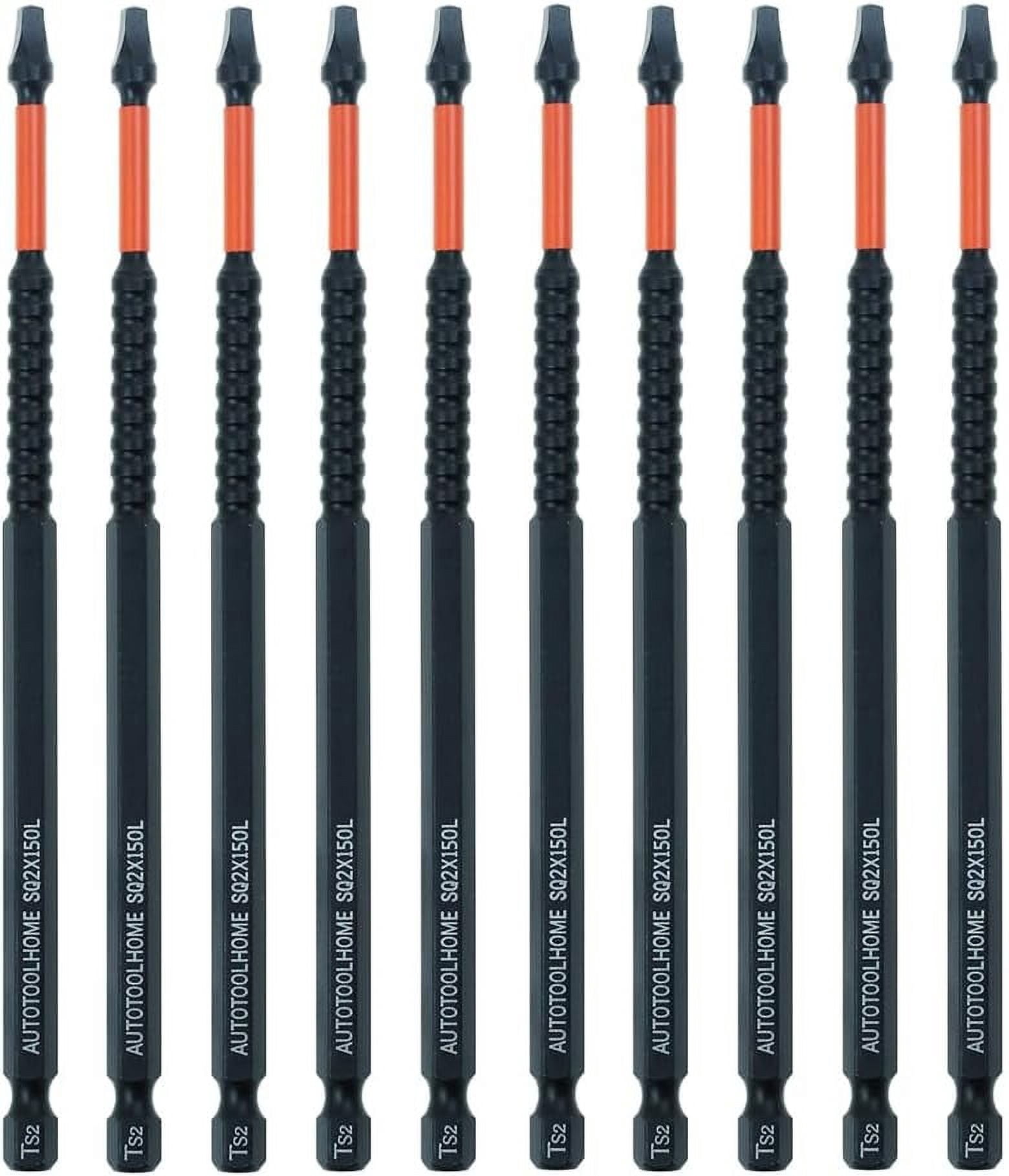 FRKSMD-10 Pack #2 Square Driver Bit 6 inch Long Square Impact Drill Bit for Pocket Hole Jig System SQ2 Bits