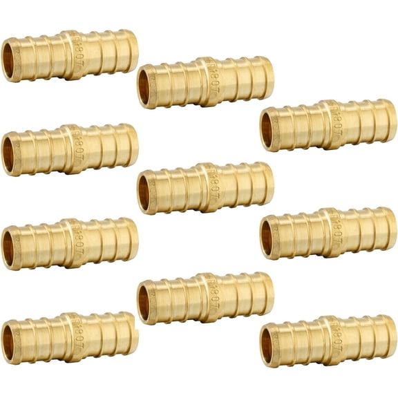 FRKSMD-10-Pack Barb Crimp Pex Fittings 1/2 Inch x 1/2 Inch Coupling, ASTM F1807,(PEX1807002)