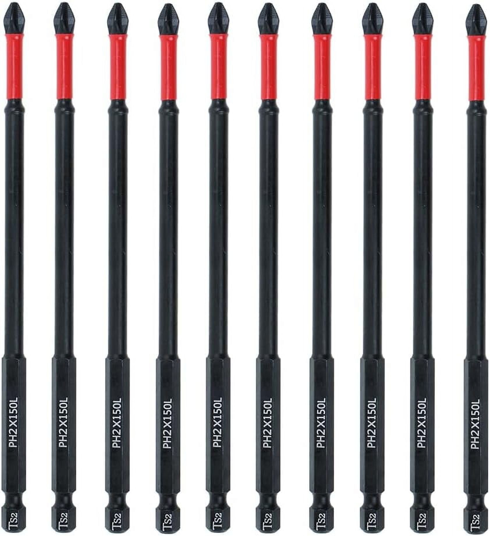 FRKSMD-10 Pack Phillips PH2 Magnetic Anti Slip Screwdriver Bit Set 6 inch Length TS2 Anti-Slip Long Drill Bits Impact Driver Bits