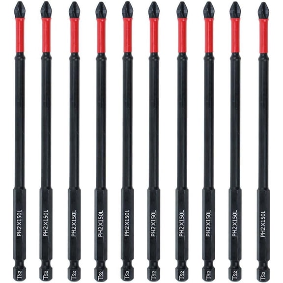 FRKSMD-10 Pack Phillips PH2 Magnetic Anti Slip Screwdriver Bit Set 6 inch Length TS2 Anti-Slip Long Drill Bits Impact Driver Bits