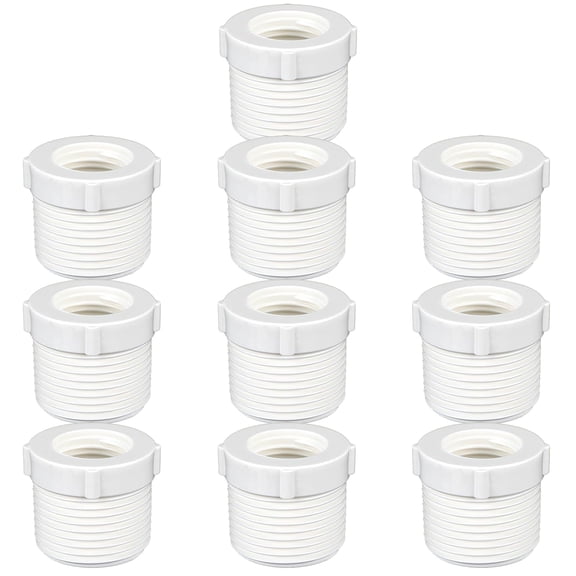 FRKSMD-10 Pcs PVC Pipe Fitting 1" Male Thread to 1/2"female Thread Reducer Bushing PVC Adapter Pipe Fittings Male to Female Threaded Sink Drain Adapter for Connecting
