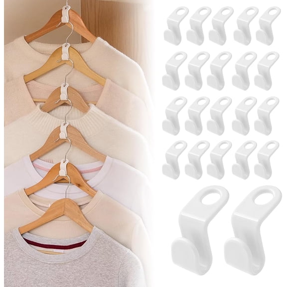 FRKSMD-100 Pcs Hanger Connector Hooks,Space Saving Hangers for Clothes,Clothes Connector Hooks, Hanger Organizer Space Saver,Hanger Extender Hooks