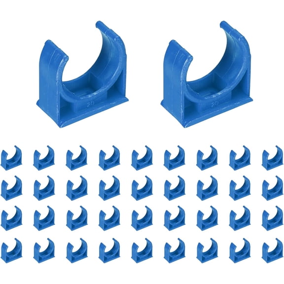 FRKSMD-100pcs U-Shaped PVC Water Pipe Clamps Clips 4/5" (20mm) U-Shaped Buckles U-Hook Pipe Support Hangers for TV Trays Tubing Hose Hanger Support Pex Tubing, Blue