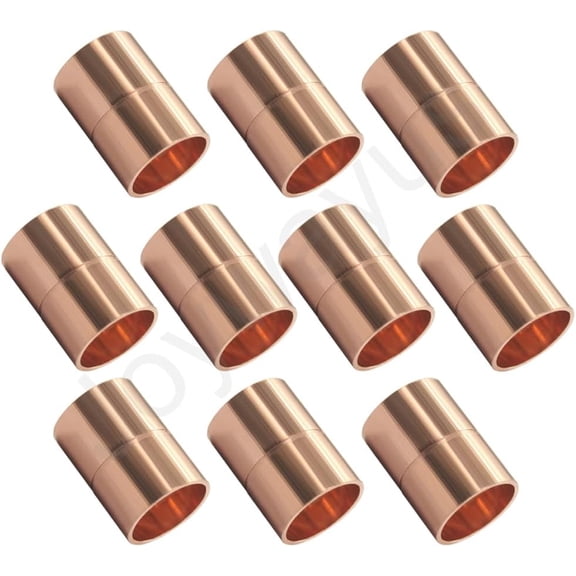 FRKSMD-10PCS 1/2" Copper Coupling with Dimple Stop Straight Sweat Pipe Fitting Pressure Plumbing Solder Connection