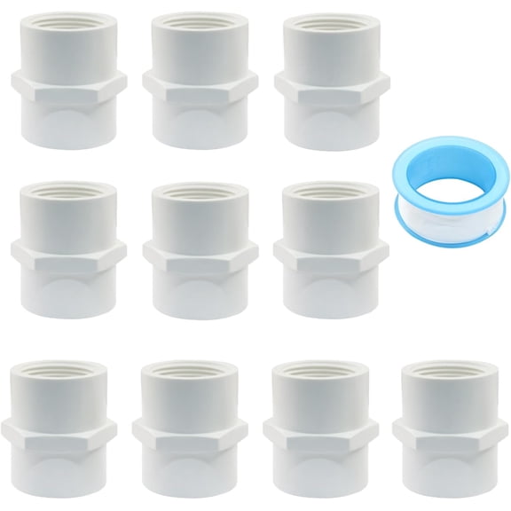 FRKSMD-10PCS 1 Inch PVC Pipe Fitting Adapter, Connector Union Coupling Schedule 40, Slip Socket x NPT Female Pipe Thread