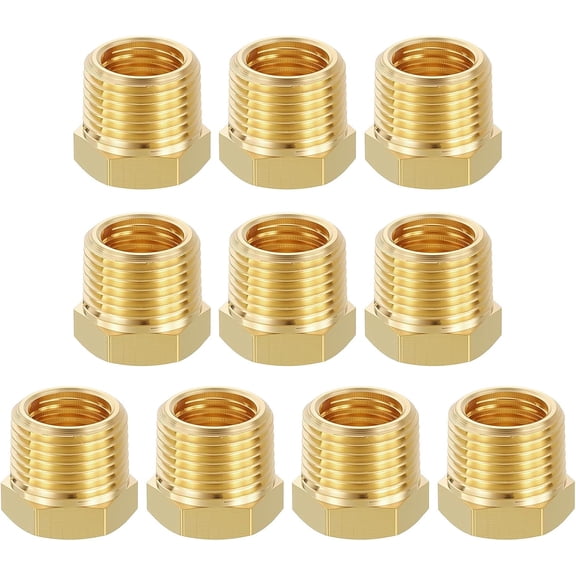 FRKSMD-10PCS 3/8" NPT Male x 1/4" NPT FeMale Thread Brass Hex Bushing Extension Adapter for Tub Spout/Shower