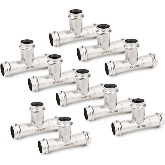 FRKSMD-10PCS 304 Stainless Steel Press Fittings, 3/4" Press Slip Tee,No Pipe Tube Stop Tees, Pressure Fitting, Residential,Commercial Plumbing