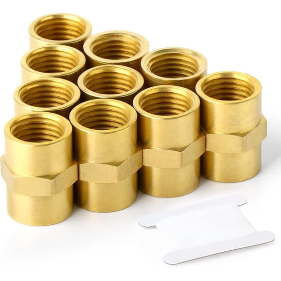 FRKSMD-10PCS Brass Pipe Fitting, Coupling, 1/4-Inch Female Pipe x 1/4-Inch Female Pipe