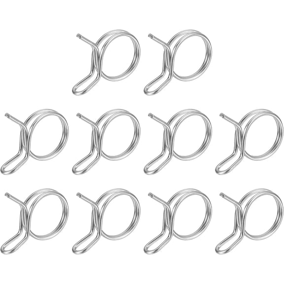 FRKSMD-10Pcs 0.79-0.91 Inch Inner Dia Double Wire Spring Hose Clamp, Stainless Steel Adjustable Spring Clips for Hose Fuel Line Silicone Tube Water Pipe Air Pipe