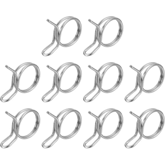 FRKSMD-10Pcs 0.79-0.93 Inch Inner Dia Double Wire Spring Hose Clamp, Stainless Steel Adjustable Spring Clips for Hose Fuel Line Silicone Tube Water Pipe Air Pipe