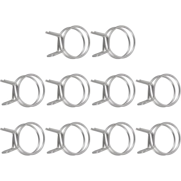 FRKSMD-10Pcs 28mm/1.1inch Inner Dia Double Wire Spring Hose Clamp, Stainless Steel Adjustable Spring Clips for Hose Fuel Line Silicone Tube Water Pipe Air Pipe