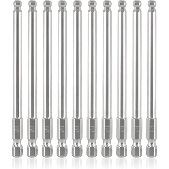 FRKSMD-10Pcs Ball End Hex Head Screwdriver Bits Set, 5mm Magnetic Tips Ball End Drill Bit Magnetic with 1/4 Inch Hex Shank, 100mm Length