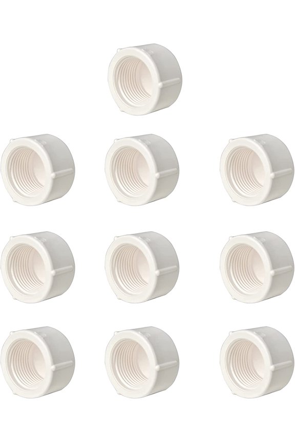 -10pcs 1" PVC Pipe Fittings End Female Thread Cap Plug Adapter Coupling Pipe Fittings BSPT Thread White 10 Pack (1", 10)