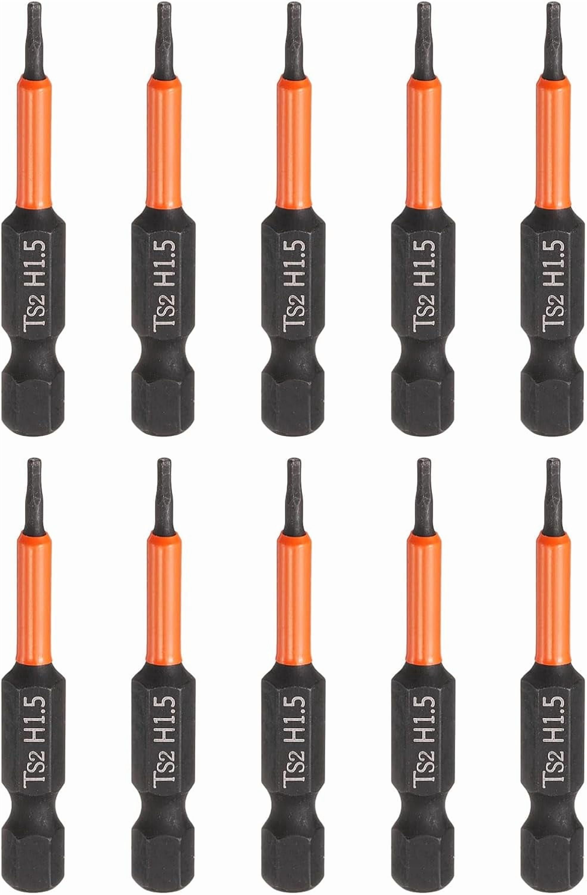FRKSMD-10pcs Hex Head Wrench Drill Bit 1.5mm(H1.5) Metric 1/4" Hex Shank 2"(50mm) Length S2 Steel Magnetic Impact Drivers Screwdriver Bit Hexagon Electric Drill Bits