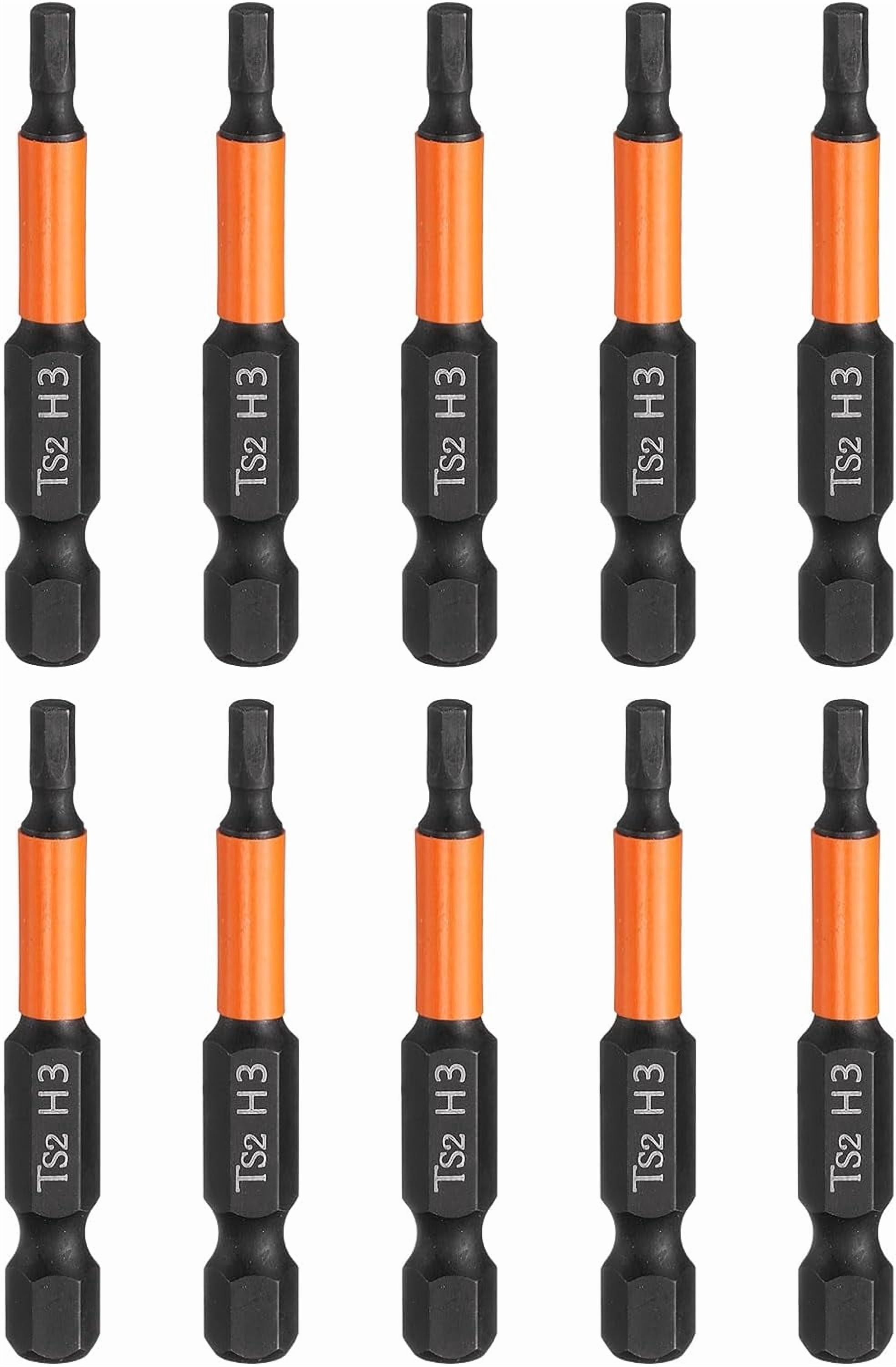 FRKSMD-10pcs Hex Head Wrench Drill Bit 3mm(H3) Metric 1/4" Hex Shank 2"(50mm) Length S2 Steel Magnetic Impact Drivers Screwdriver Bit Hexagon Electric Drill Bits