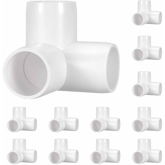 FRKSMD-12 Pack 1/2" SCH40 PVC Elbow Pipe Fitting, 3-Way PVC Elbow Corner Side Outlet Tee Fitting, Furniture Grade Pipe Connectors for DIY Project, Pond Protection, Socket x Socket, White