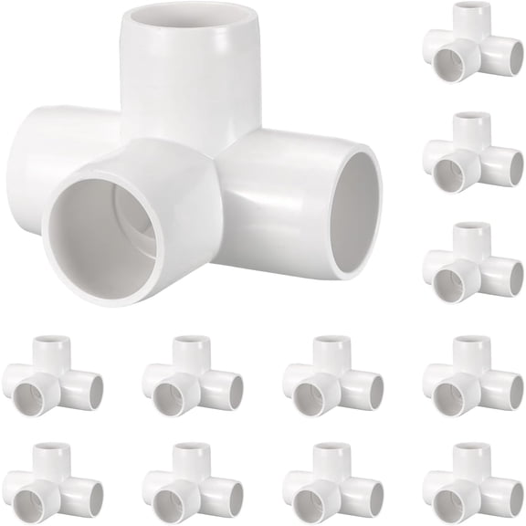 FRKSMD-12 Pack 1/2" SCH40 PVC Elbow Pipe Fitting, 4-Way PVC Elbow Corner Side Outlet Tee Fitting, Furniture Grade Pipe Connectors for DIY Project, Pond Protection, Socket x Socket