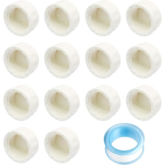 FRKSMD-12 Pack 1 Inch PVC Pipe Fittings White, Fittings End Female Thread Cap Plug Adapters Perfect for Diy Projects Pipe Repair and Modification