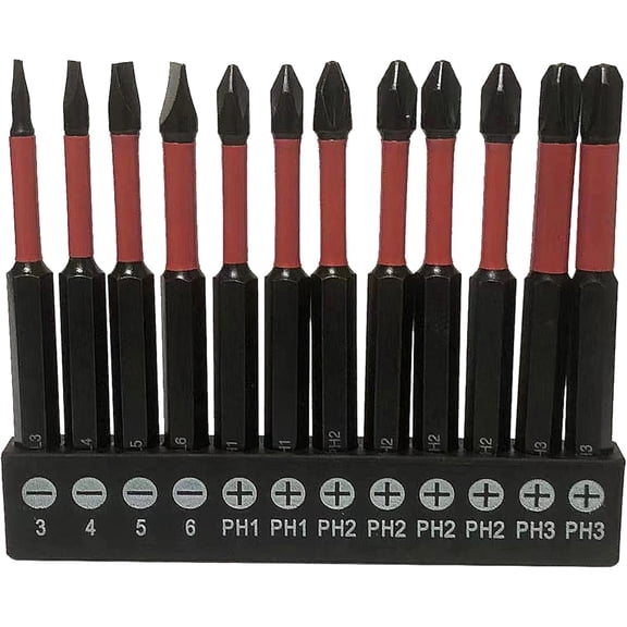 FRKSMD-12 Pack Magnetic Phillips Bit, 1/4 Phillips Head Screwdriver Bits S2 Steel 3 Inch Long Screw Drill Bit Set (75mm)