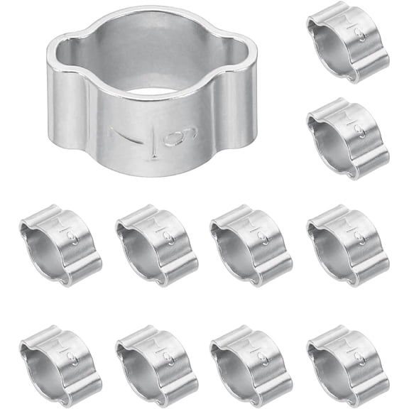 FRKSMD-12 Pcs Double Ear Hose Clamp, 7-9mm 304 Stainless Steel O Clip Crimp Rings, Pipe Clamps for Fuel Petrol Pipe Tube Fitting Connections