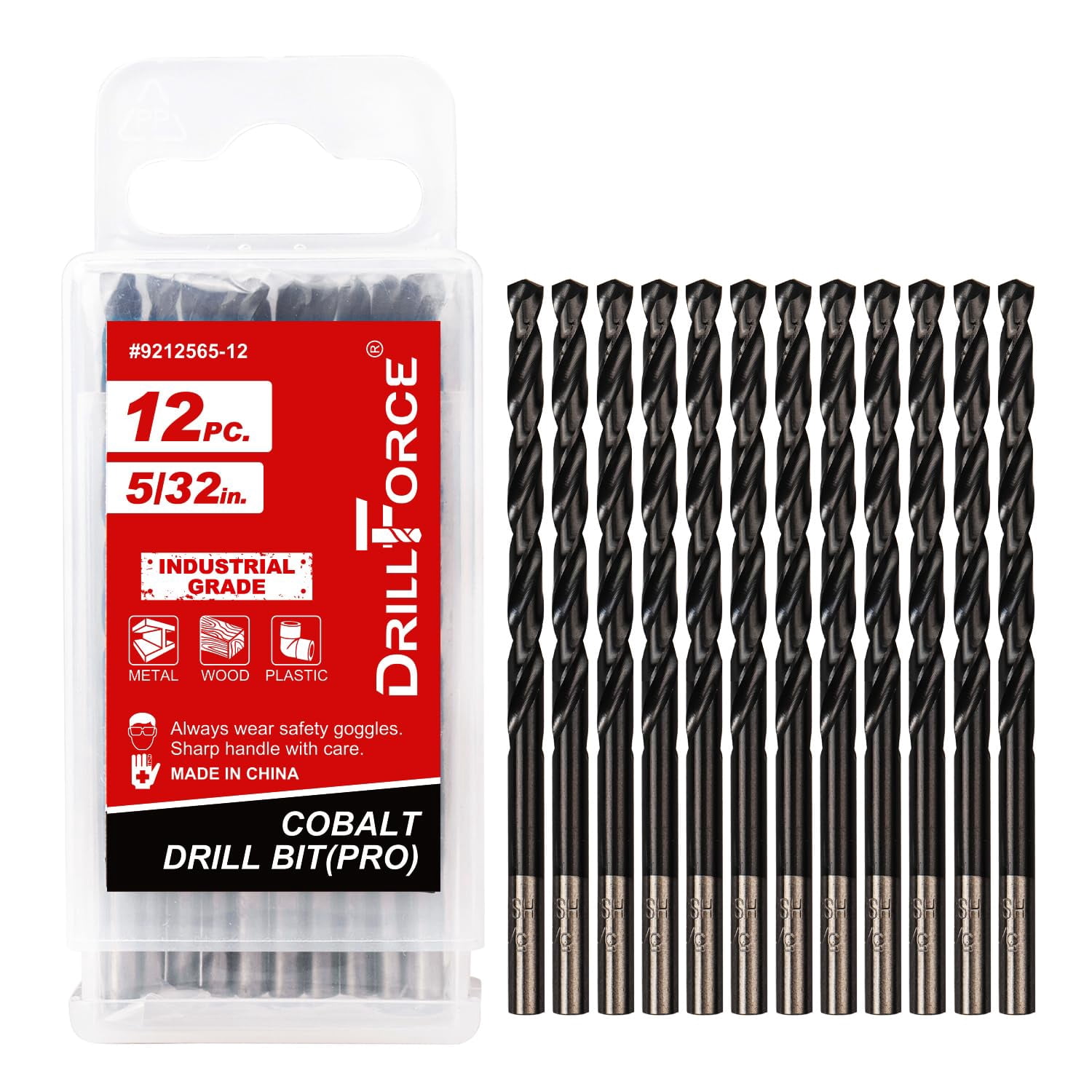 FRKSMD-12PCS 5/32" Cobalt Drill Bits Set (Pro), Industrial Grade M35 Titanium Aluminum Nitride, for Hardened Metal, Stainless Steel