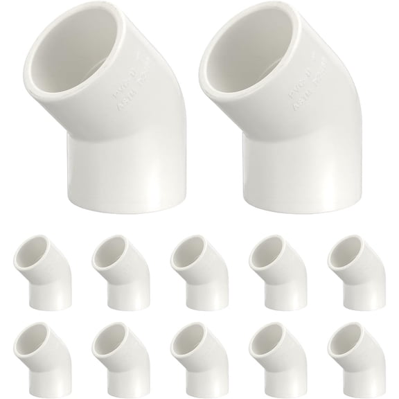FRKSMD-12Pcs 3/4" 45 Degree Elbow PVC Fitting, SCH40 2-Way Furniture Grade PVC Pipe Fitting, DIY Corner Elbow Connector for Building Furniture, Greenhouse Frame Connection,Socket x Socket