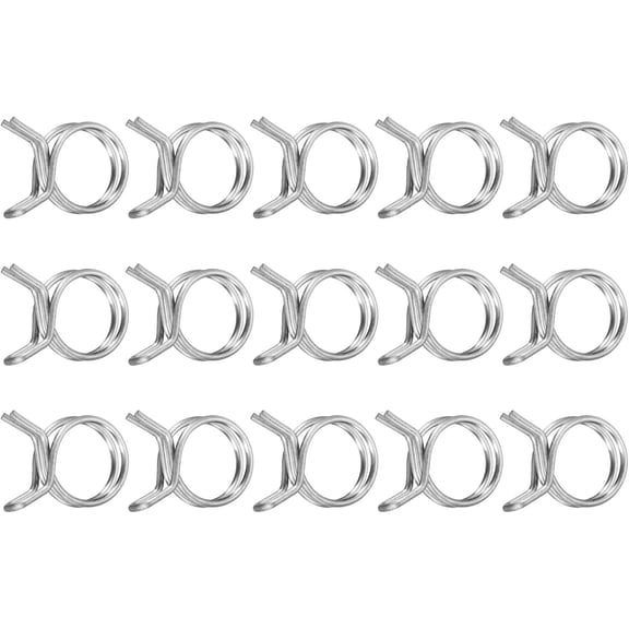 FRKSMD-15Pcs 16mm/0.63inch Inner Dia Double Wire Spring Hose Clamp, Stainless Steel Adjustable Spring Clips for Hose Fuel Line Silicone Tube Water Pipe Air Pipe