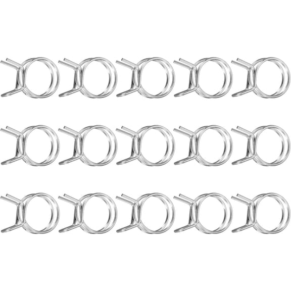 FRKSMD-15Pcs 20mm/0.79inch Inner Dia Double Wire Spring Hose Clamp, Stainless Steel Adjustable Spring Clips for Hose Fuel Line Silicone Tube Water Pipe Air Pipe