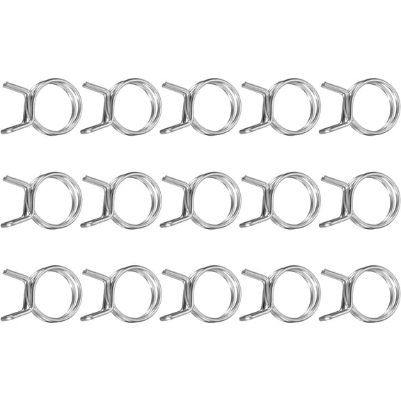 FRKSMD-15Pcs 22mm/0.87inch Inner Dia Double Wire Spring Hose Clamp, Stainless Steel Adjustable Spring Clips for Hose Fuel Line Silicone Tube Water Pipe Air Pipe