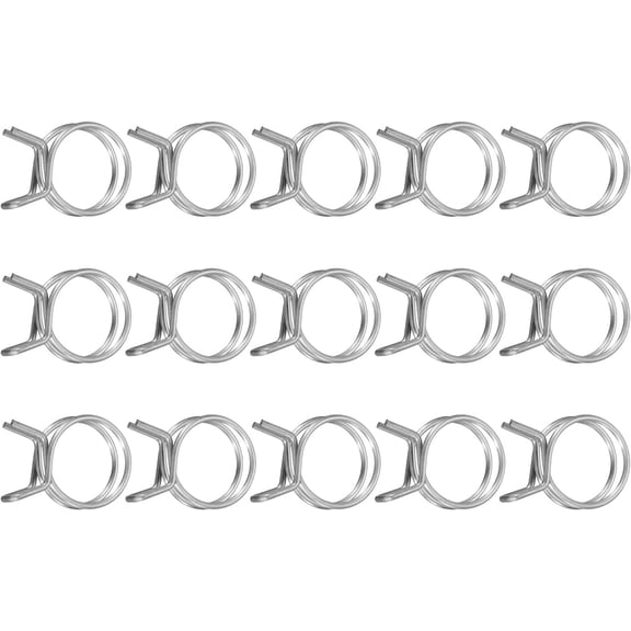 FRKSMD-15Pcs 24mm/0.95inch Inner Dia Double Wire Spring Hose Clamp, Stainless Steel Adjustable Spring Clips for Hose Fuel Line Silicone Tube Water Pipe Air Pipe