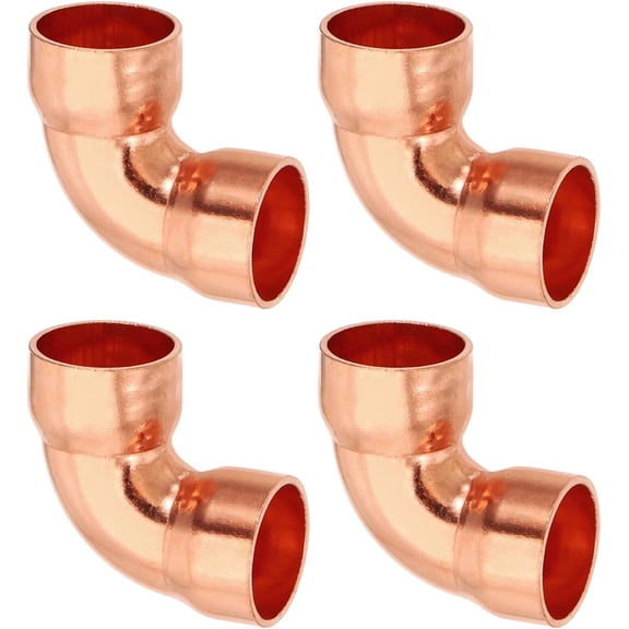 FRKSMD-15mm 1mm Thick Elbow Copper Fitting, 4Pcs 99.9% Pure Copper Pipe Fitting 90 Degree Short Radius Tube Connector Sweat Solder for HVAC Refrigeration System