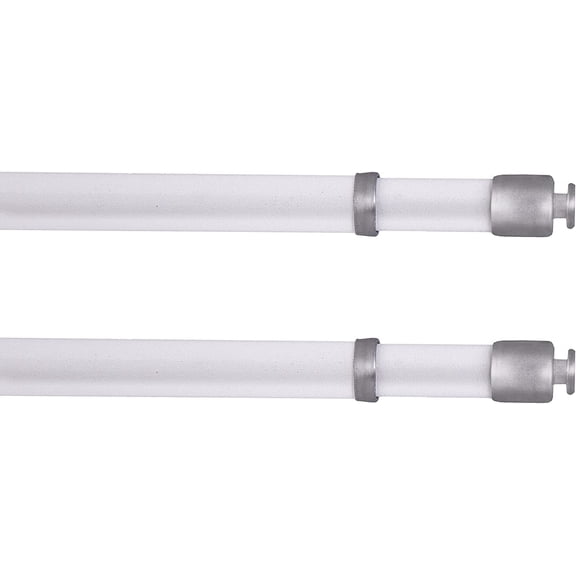 FRKSMD-16-28 in. Adjustable Petite Round Sash Rod, 2-Pack, 7/16 in. Diameter, White