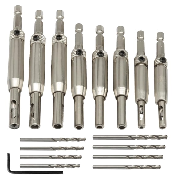 FRKSMD-16 PCS Self Centering Drill Bit Set, 5/64-1/4" VIX Bit Hinge Drill Bit, Quick-Change 1/4" Hex Shank with 1 Hex Key for Woodworking Window Door Hinge