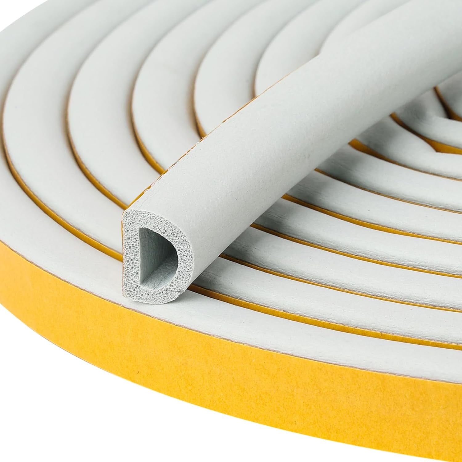 FRKSMD-19.7Feet D-type Weather Stripping Door Seal, Self-Adhesive Seals for Door Window Gap, Soundproofing, Insulation Strip, Door Sealers for Door Frame (Gray), D14-12