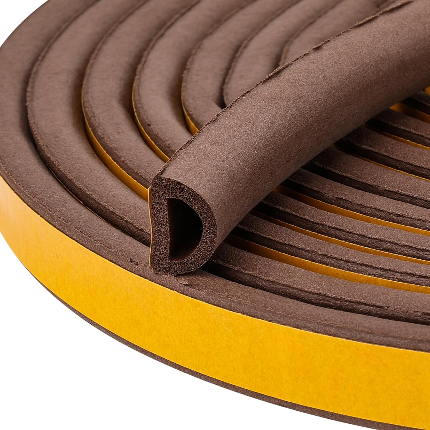 FRKSMD-19.7Feet Rubber Weather Stripping Door Seal, Self-Adhesive Seals for Door Window Gap, Soundproofing, Insulation Strip, Door Sealers for Door Frame (Brown)