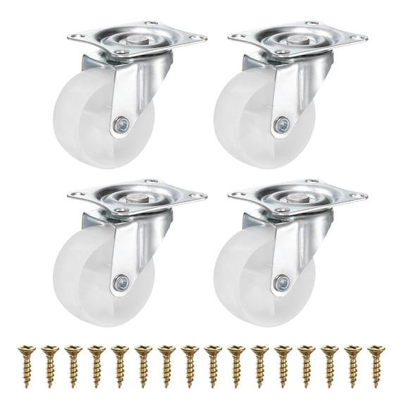 FRKSMD-2 Inch Caster Wheels, Plastic Silent 360 Degree Swivel Plate Castors for Furniture Drawers Storage Bins DIY Project - 4pcs (White)