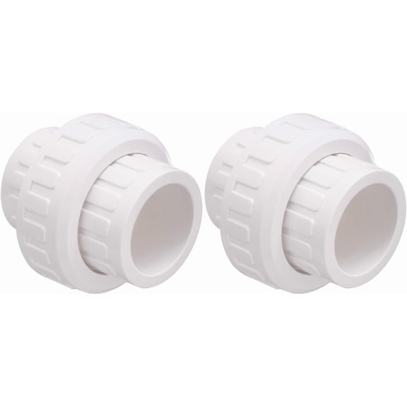 FRKSMD-2" PVC Union Coupling Pipe Fitting (Socket x Socket) PVC Adapter Schedule 40, EPDM O-Ring, White 2 Pack -
