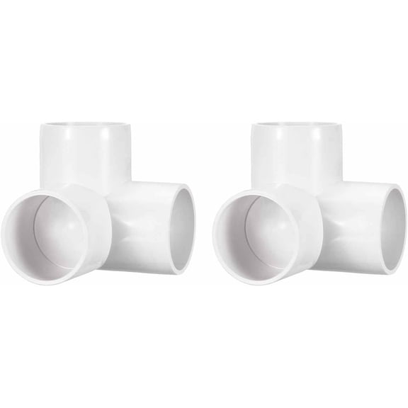 FRKSMD-2 Pack 1 1/2" SCH40 PVC Elbow Pipe Fitting, 3-Way PVC Elbow Corner Side Outlet Tee Fitting, Furniture Grade Pipe Connectors for DIY Project, Pond Protection, Socket x Socket, White