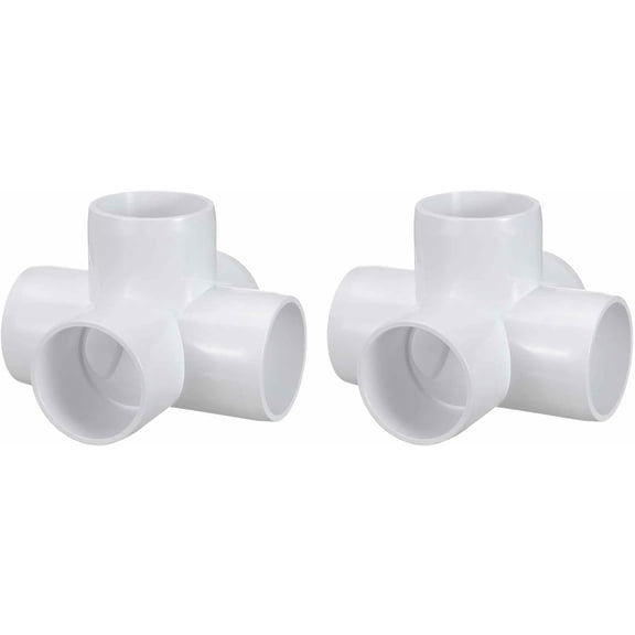 FRKSMD-2 Pack 1/2" SCH40 PVC Elbow Pipe Fitting, 5-Way PVC Elbow Corner Side Outlet Cross Fitting, Furniture Grade Pipe Connectors for DIY Project, Pond Protection, Socket x Socket, White