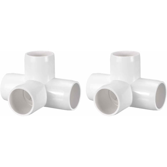 FRKSMD-2 Pack 3/4" SCH40 PVC Elbow Pipe Fitting, 4-Way PVC Elbow Corner Side Outlet Tee Fitting, Furniture Grade Pipe Connectors for DIY Project, Pond Protection, Socket x Socket, White