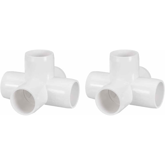 FRKSMD-2 Pack 3/4" SCH40 PVC Elbow Pipe Fitting, 5-Way PVC Elbow Corner Side Outlet Cross Fitting, Furniture Grade Pipe Connectors for DIY Project, Pond Protection, Socket x Socket, White