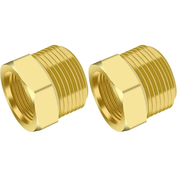 FRKSMD-2-Pack Brass Bushing Reducer Adapter 3/4-Inch NPT Male Thread to 1/2-Inch NPT Female Thread Pipe Fittings