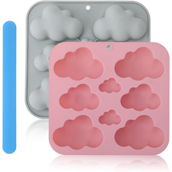 FRKSMD-2 Pack Cute Cloud Silicone Molds, Cloud Shape Chocolate Molds, 3D Clouds Gummy Molds, Silicone Cake Molds, Candy Molds, Jello Mold, Candle Mold, Food Molds, Cloud Silicone Molds for Baking Fon