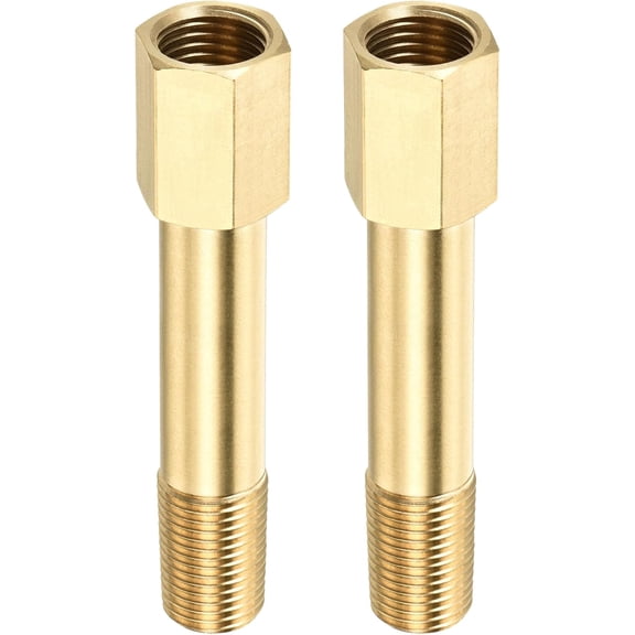 FRKSMD-2 Pack Extension Connector Pipe Fitting - Brass Hex Coupling, Converter Adapter, Apply to Industrial Use, (G1/4 Female to G1/4 Male 75mm, Golden)
