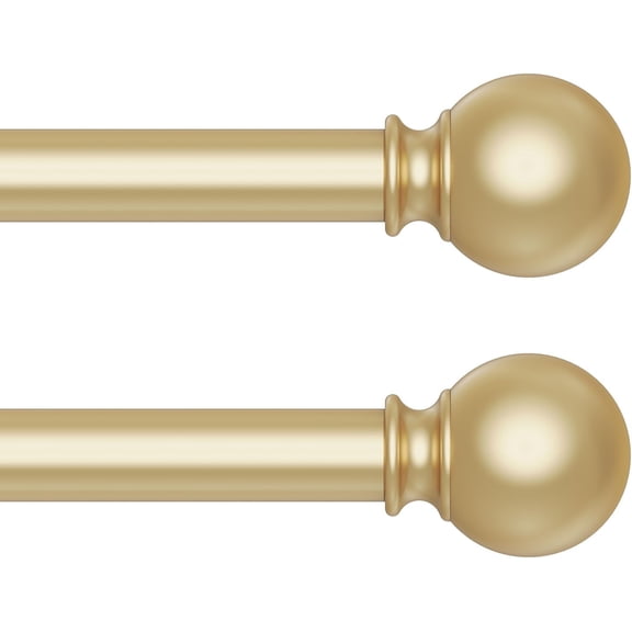 FRKSMD-2 Pack Gold Curtain Rod for Windows 18-45 Inch, 5/8 Inch Small Window Treatment Rods, Short Adjustable Splicing Drapery pole, Brass Gold