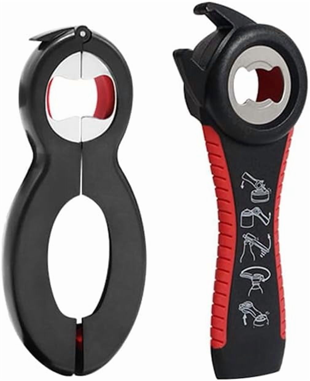 FRKSMD-2 Pack Jar and Bottle Opener Set, 6-in-1 Multi-Function Can Opener & 4-in-1 Jar Opener, Non-Slip Grip Lid Remover for Seniors, Arthritis, Weak Hands, Kitchen Bottle Cap & Ring Pull Opener