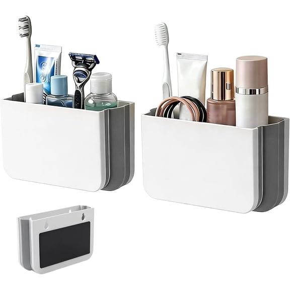 FRKSMD-2 Pack Magnetic Toothbrush Holder for Cruise Cabin Walls, Foldable Travel Toiletry Organizer, No Drilling Cruise Ship Cabin Essentials
